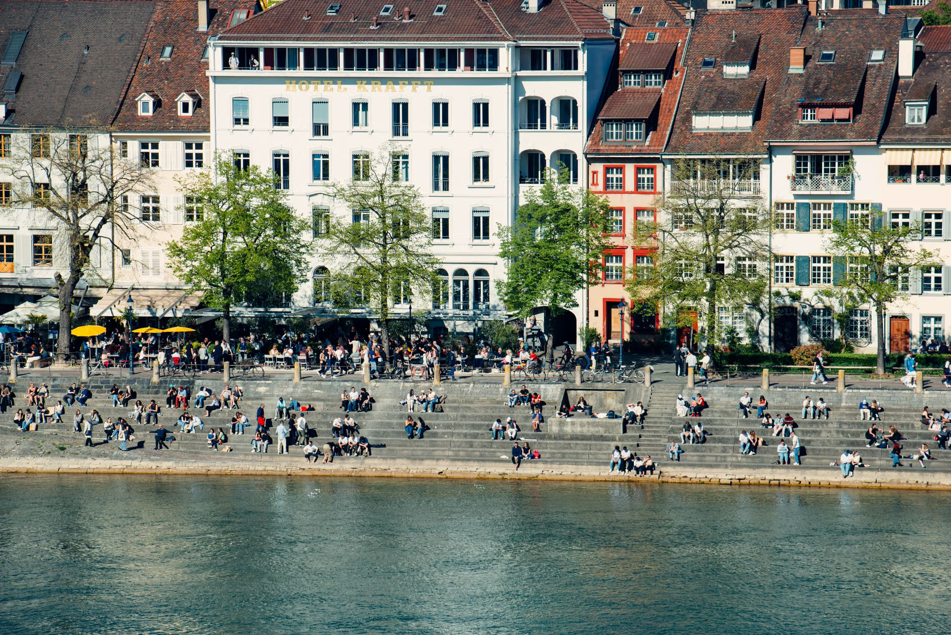 Swiss cafe terrace view